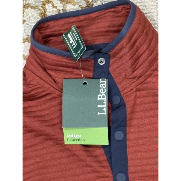 LL Bean AirLight 1/4 Snap Pullover Men’s Large/Tall Orange Quilted Lightweight - Picture 3 of 5